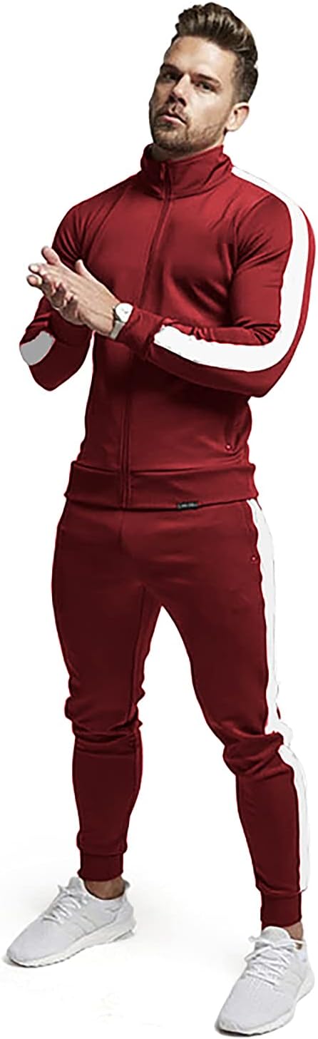 Mens tracksuit top showcasing ribbed cuffs and hem details