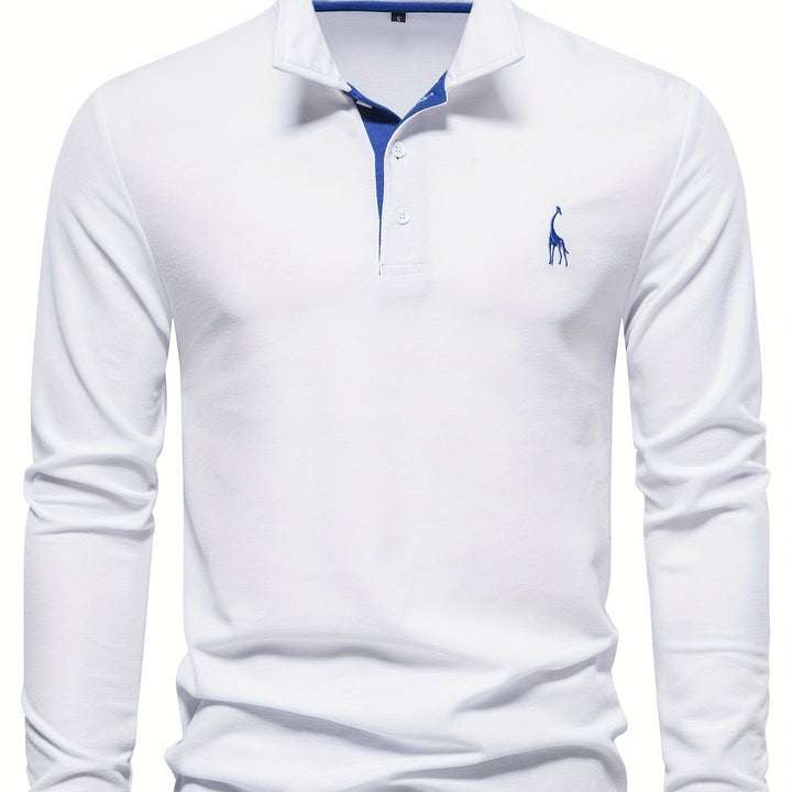 Casual wear mens long sleeve polo with collar