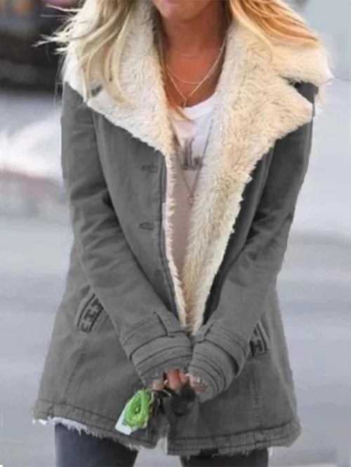 Plus size winter outerwear coat with weather resistant fabric
