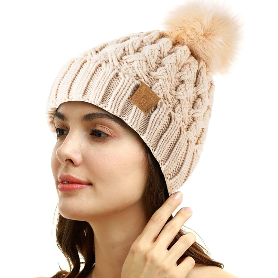 Thick ribbed knit winter beanie Yvonne for women