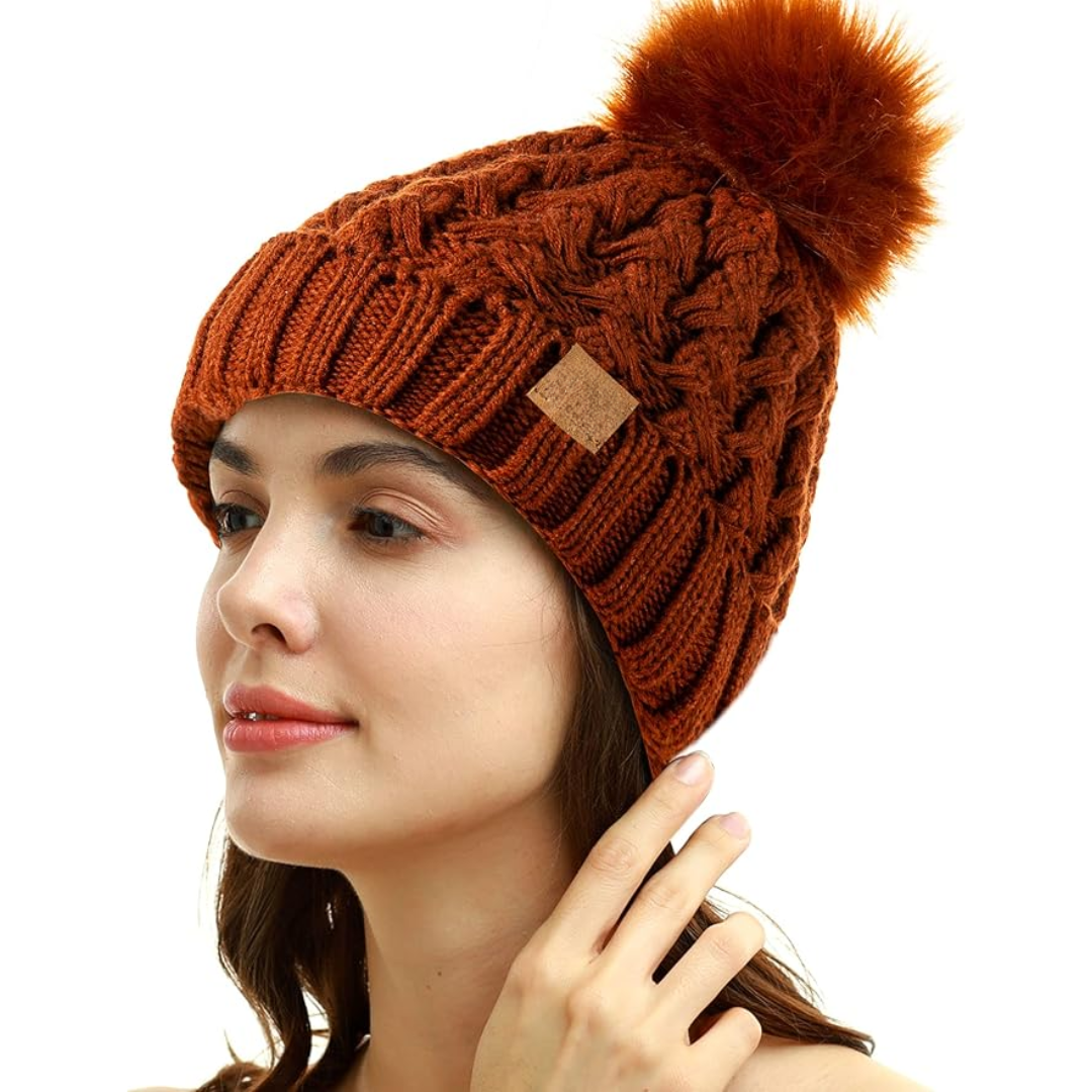 Comfortable winter beanie Yvonne shown from the side angle