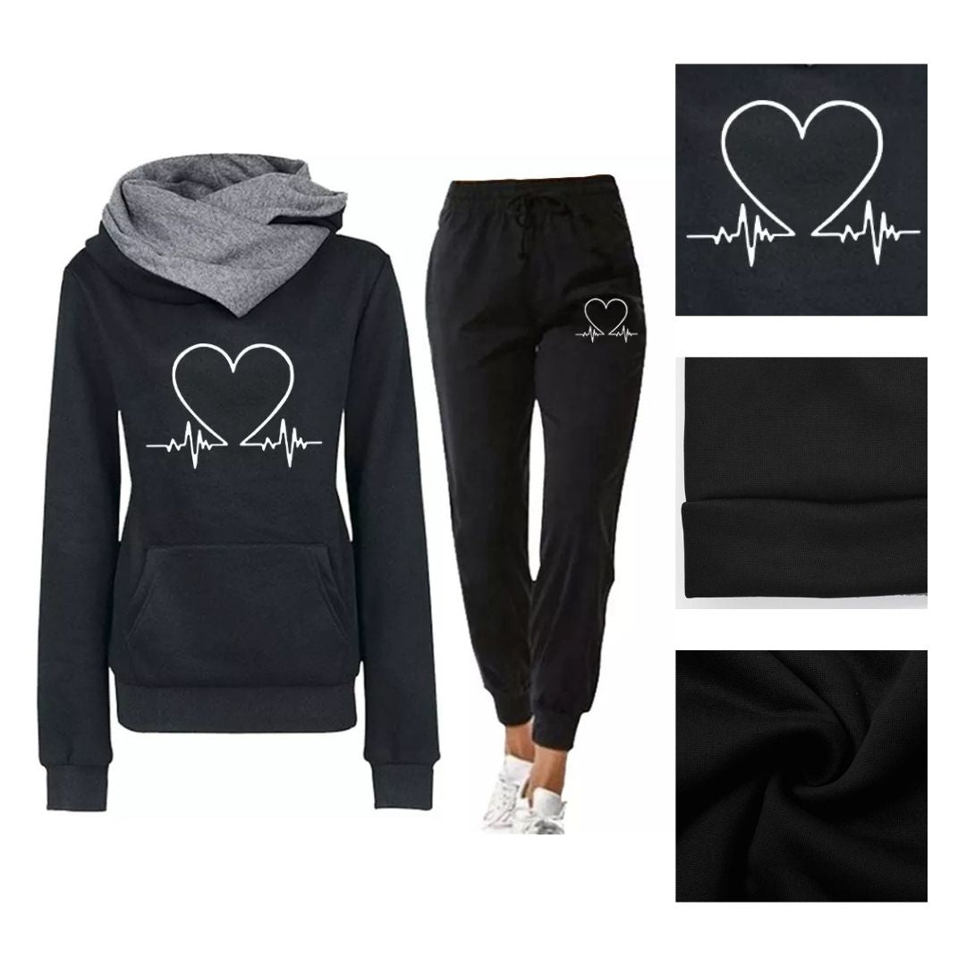 Cozy warmflex hoodie and sweatpants set for women, side profile