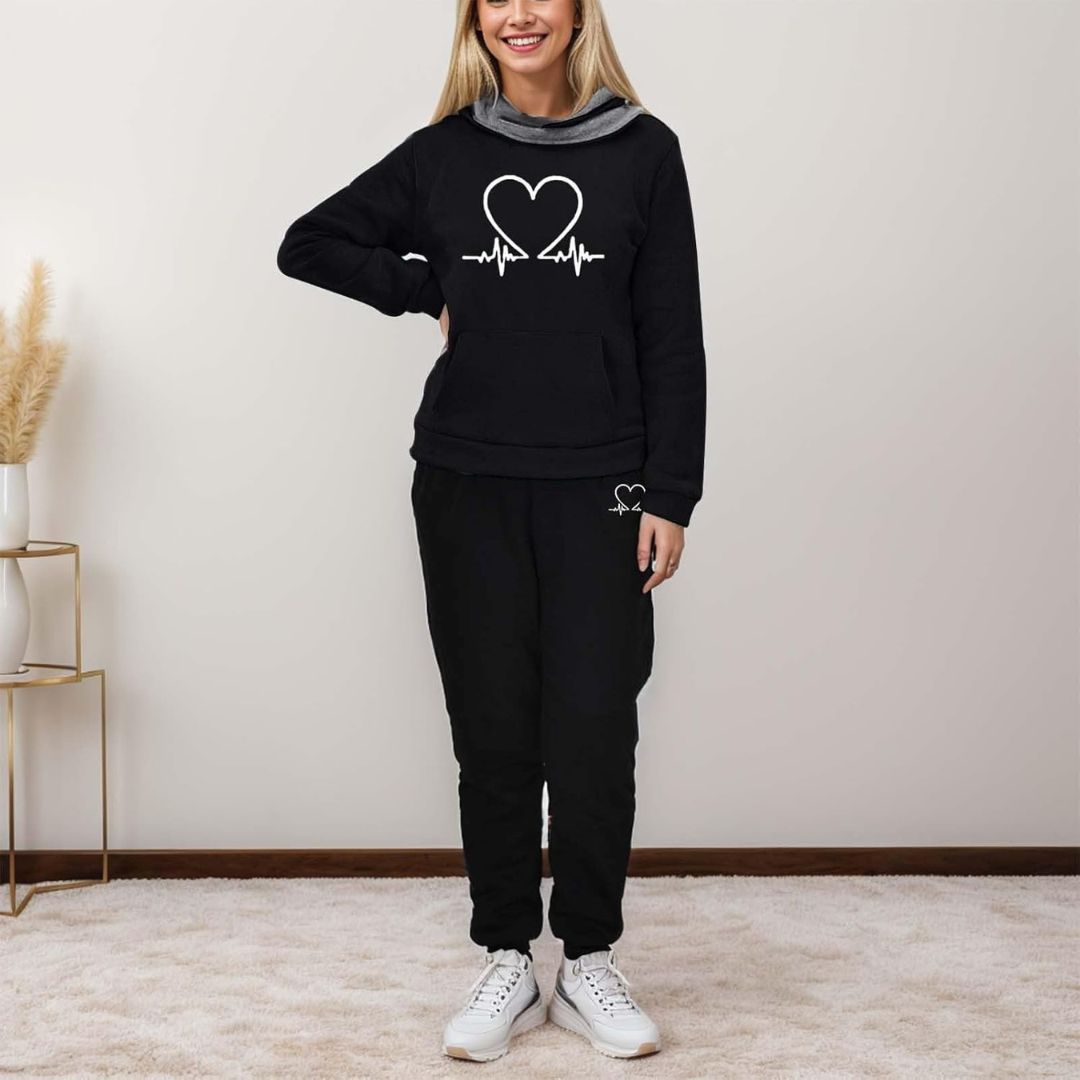 Winter fashion womens clothing set showing detailed fabric texture