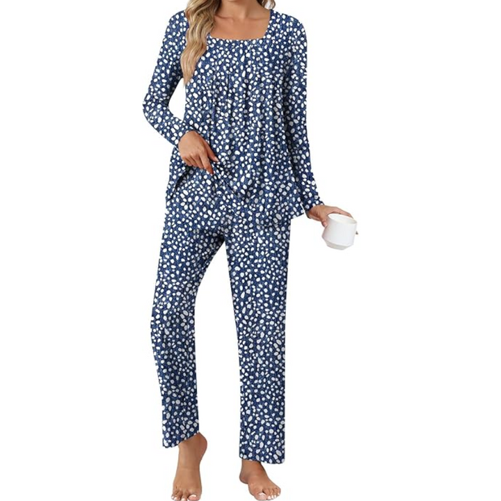 Soft sleepwear set for women featuring convenient side pockets on trousers