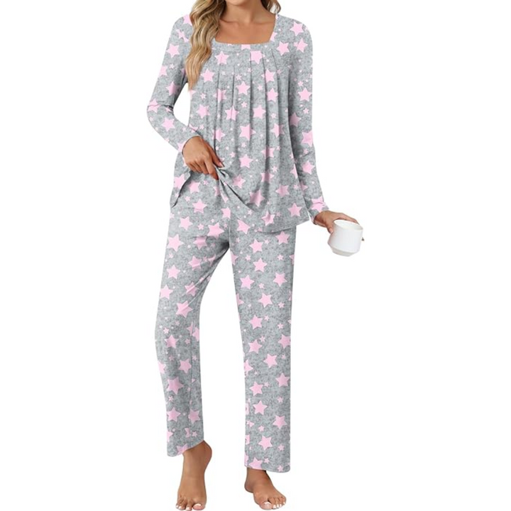 Detailed view of the soft textile texture on the comfortable pyjama set