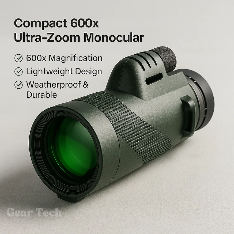 Complete ultra-zoom monocular telescope kit with strap and lens cap