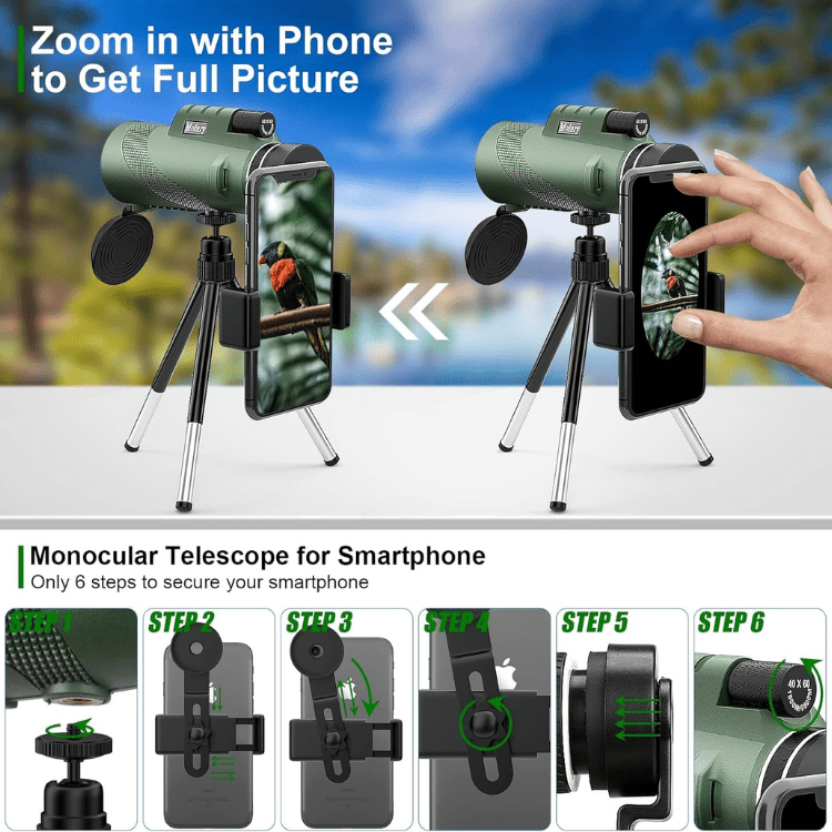 Durable waterproof monocular telescope for sports and outdoor adventure