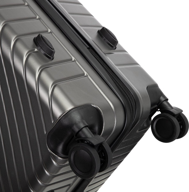 Group of spinner wheels detail on the portable travel luggage design