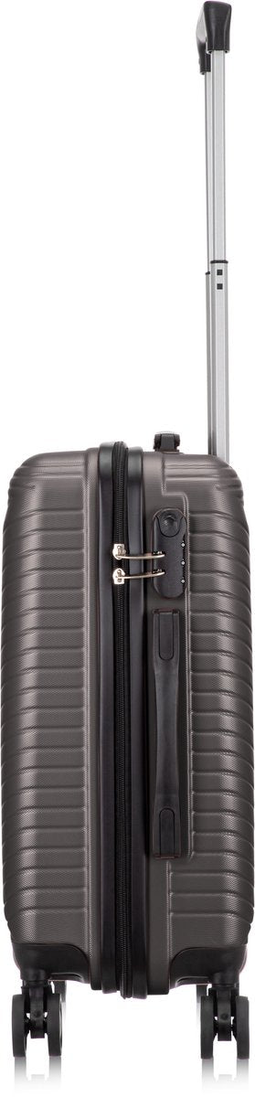 Top view of compact suitcase showing sturdy grab handle and secure lock system