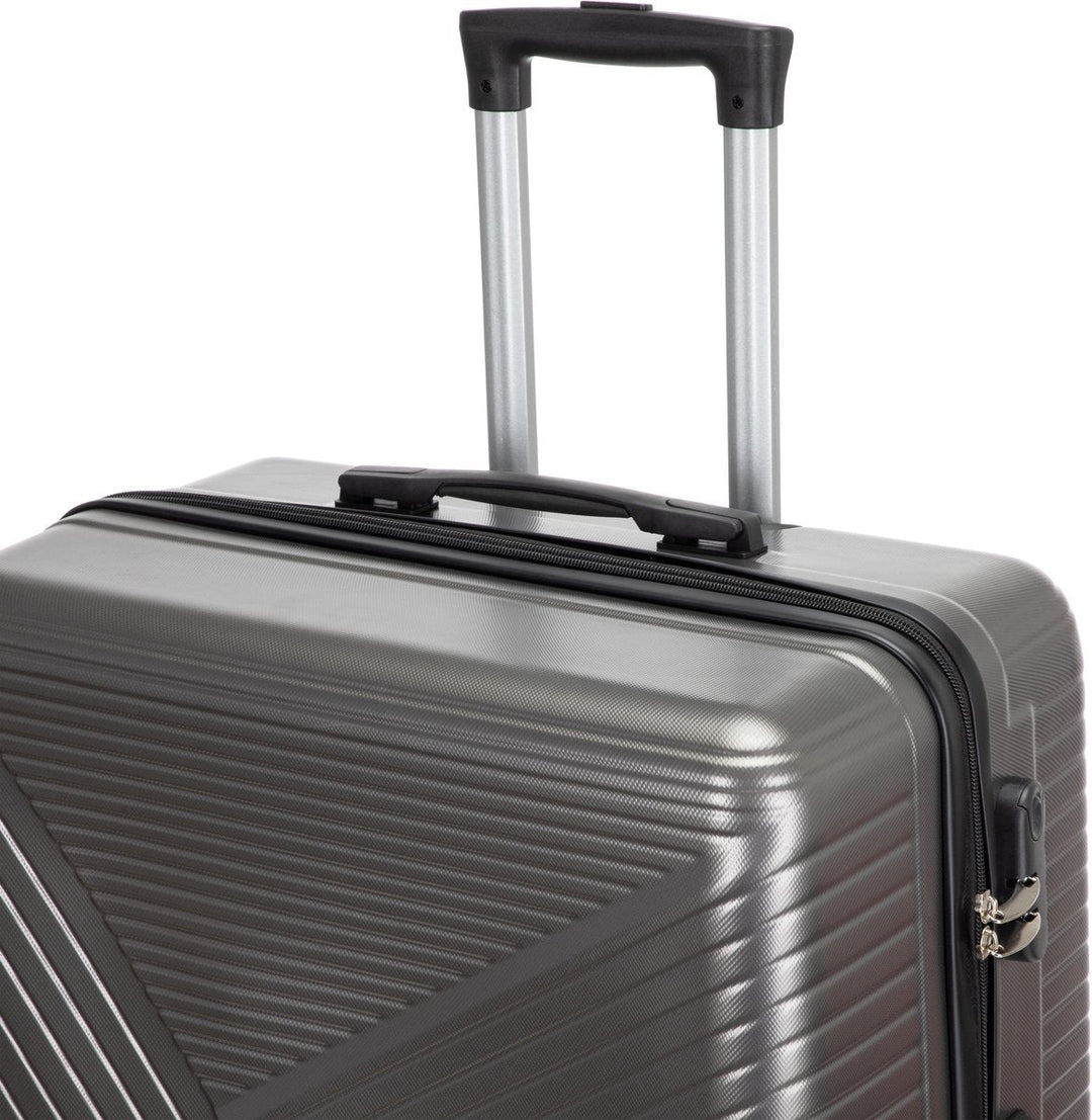 Durable hard-shell exterior texture of the compact carry-on suitcase