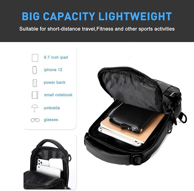 Close-up of durable buckle and strap adjustment on sling backpack