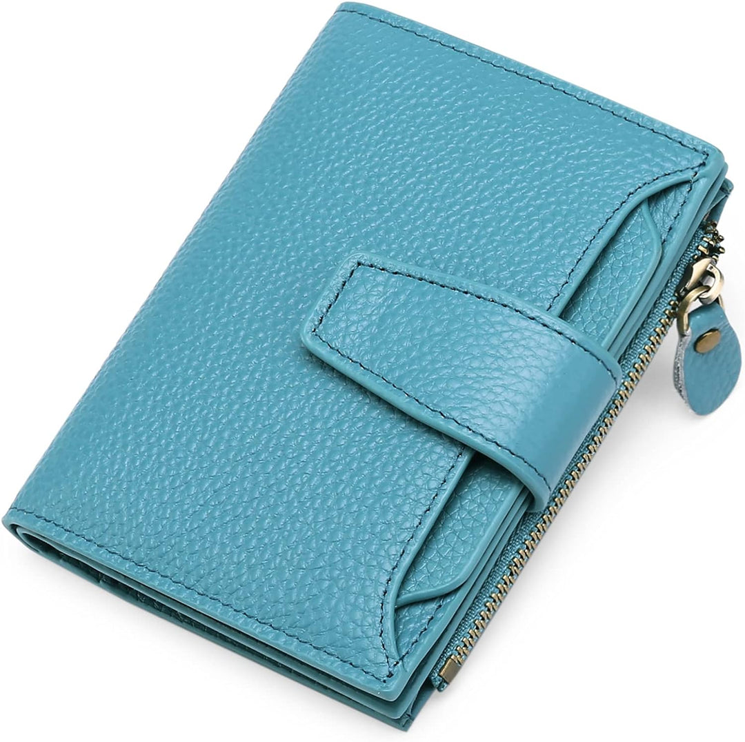 Stitching detail and premium grain texture on womens leather wallet accessory
