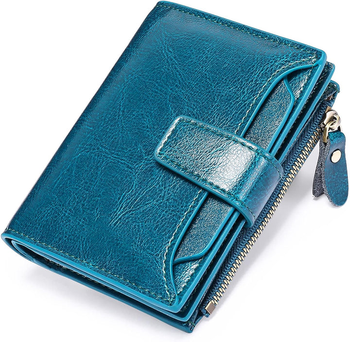 Close-up of secure snap button closure on womens leather wallet accessory