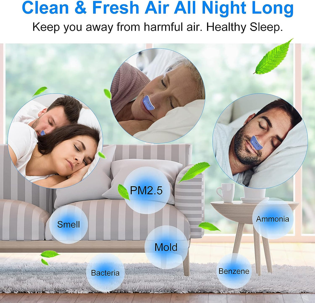 Rechargeable micro CPAP breathing aid viewed from a top angle