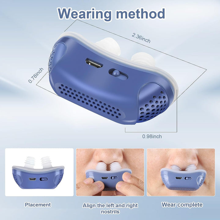 Wellness gadget for anti-snoring showing flexible silicone nasal plugs