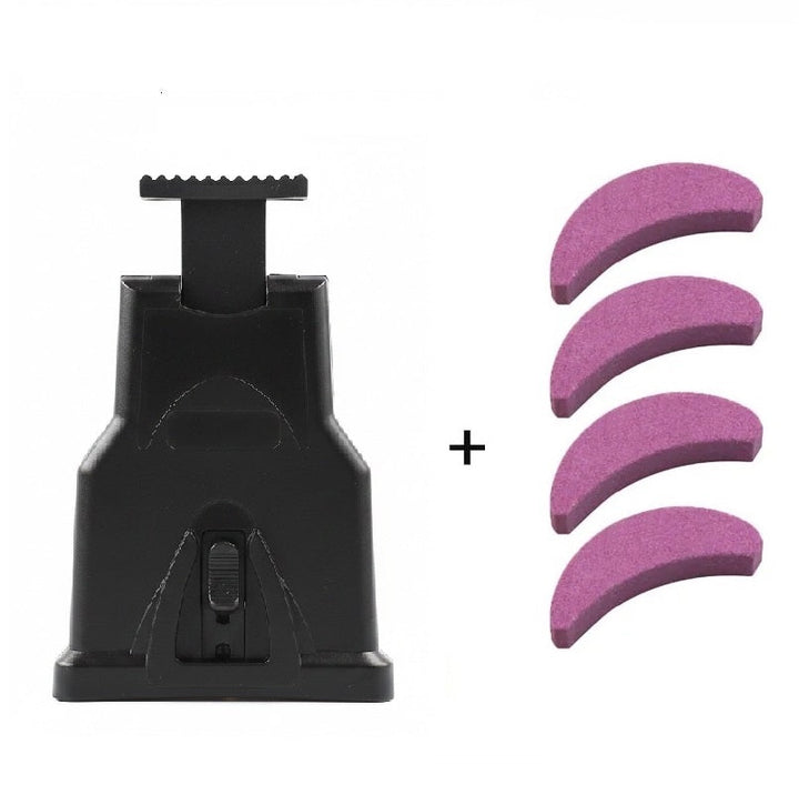 Compact chainsaw sharpener tool with four sharpening stones for outdoor tools