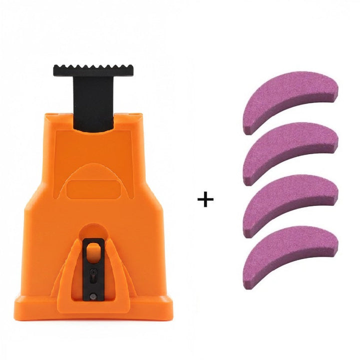Handheld power tool sharpener designed for efficient outdoor equipment care