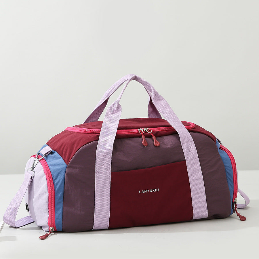 Close-up of durable fabric and reinforced stitching on gym bag