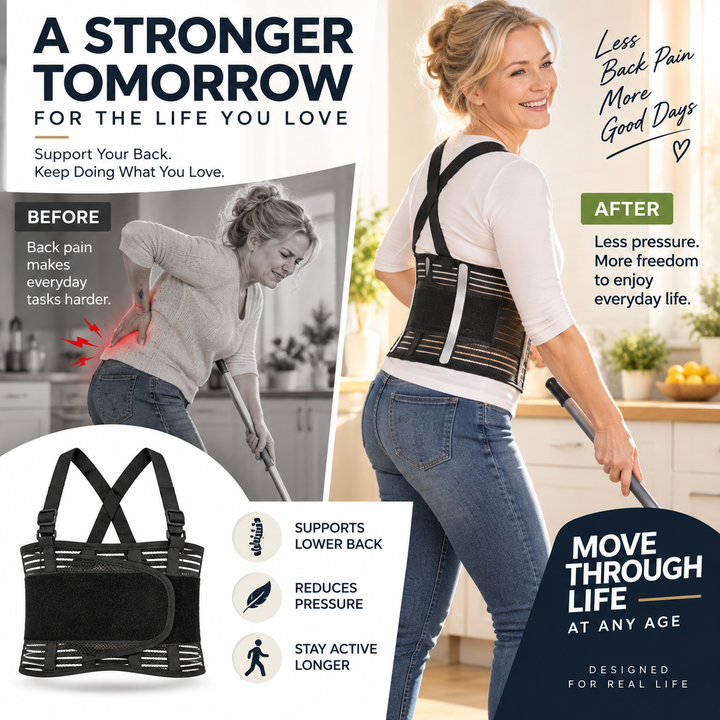 Comparison showing before and after posture support with the waist belt