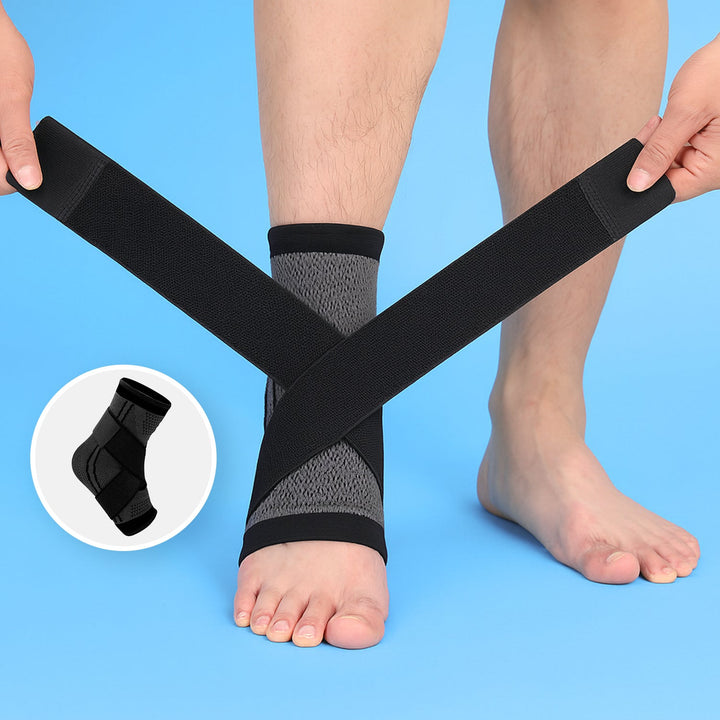 Unisex compression ankle sleeve worn on foot for joint pain relief and stability
