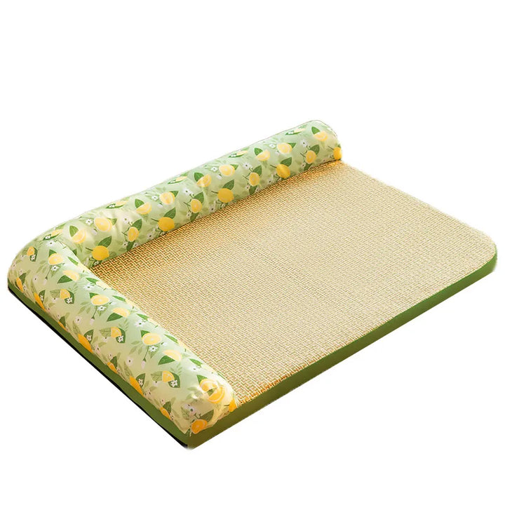 Cooling mat for cats with raised edge and lemon pattern