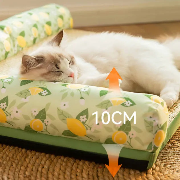 Folded cooling pet mat demonstrating portable design and easy storage for travel