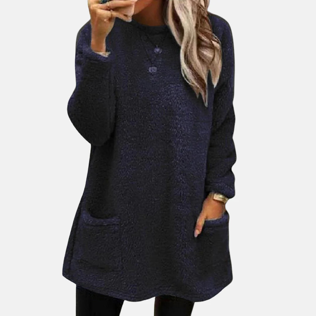Francine | Women’s Pocket Button Long Sleeve Sweater Dress