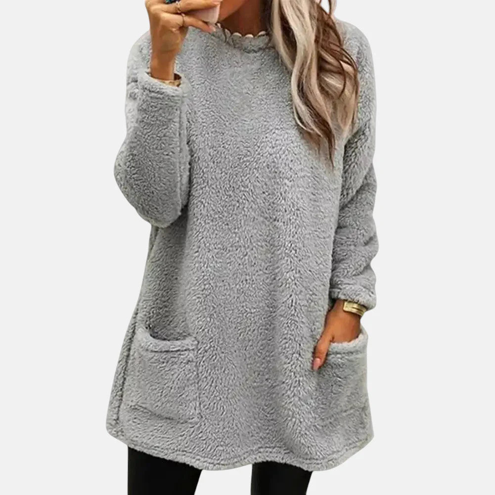 Francine | Women’s Pocket Button Long Sleeve Sweater Dress