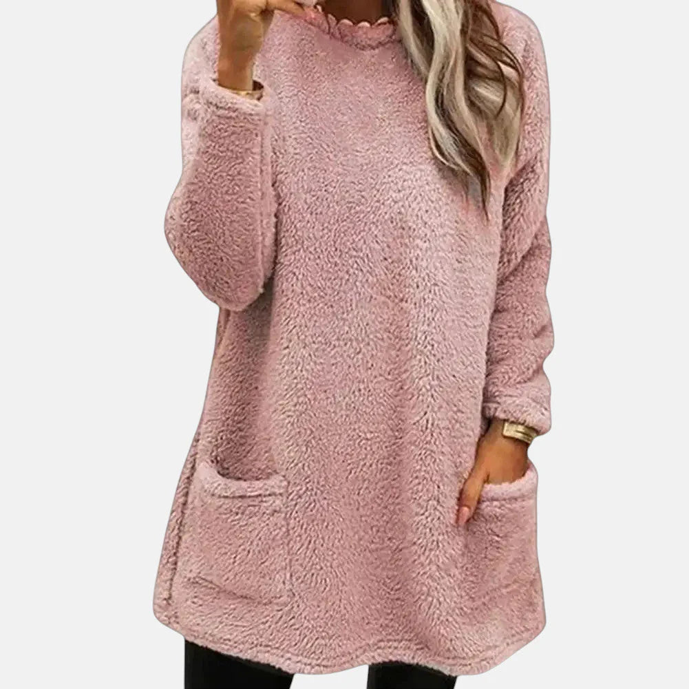 Francine | Women’s Pocket Button Long Sleeve Sweater Dress