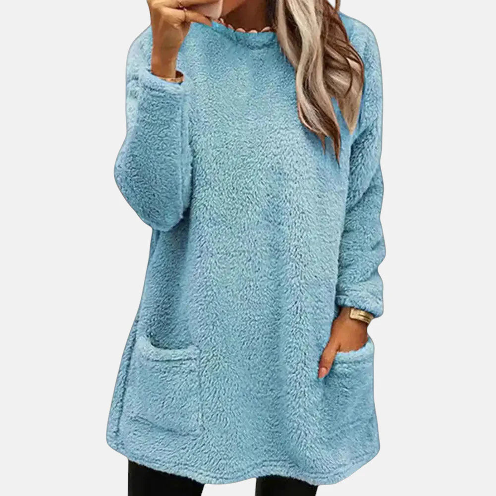 Francine | Women’s Pocket Button Long Sleeve Sweater Dress