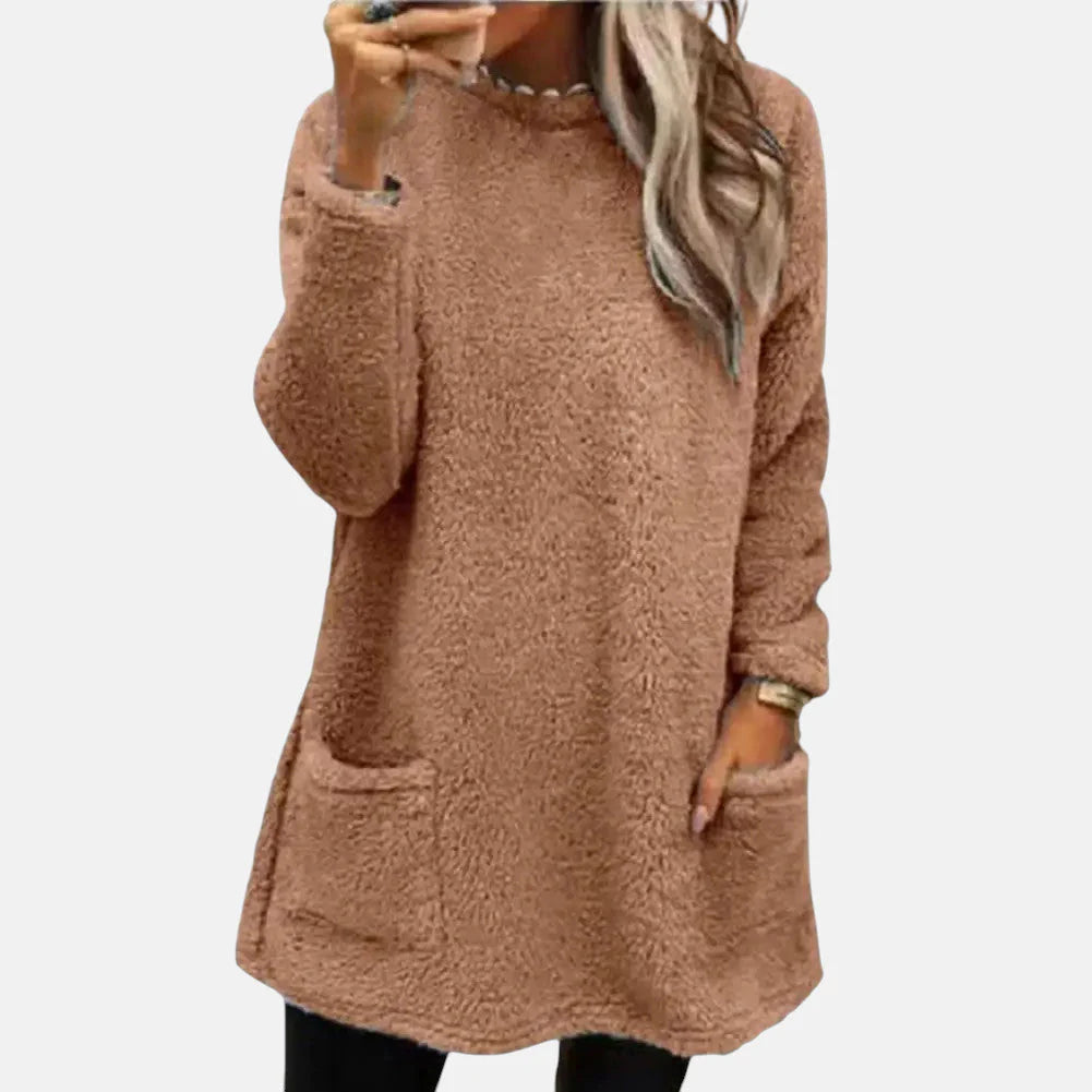 Francine | Women’s Pocket Button Long Sleeve Sweater Dress