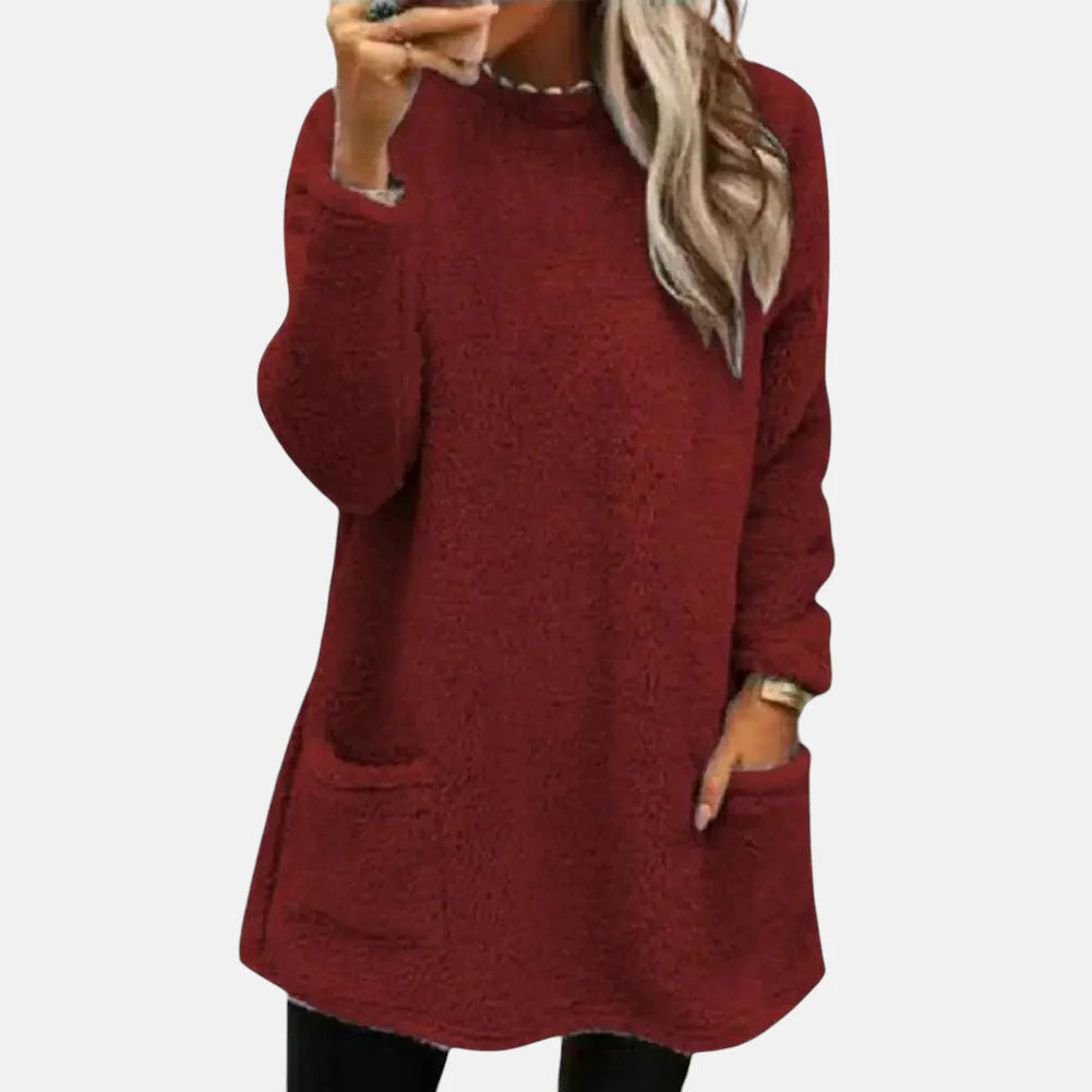 Francine | Women’s Pocket Button Long Sleeve Sweater Dress