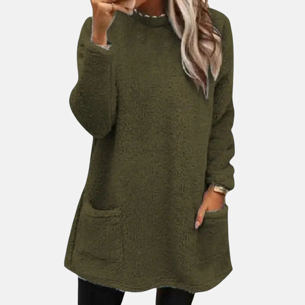 Francine | Women’s Pocket Button Long Sleeve Sweater Dress
