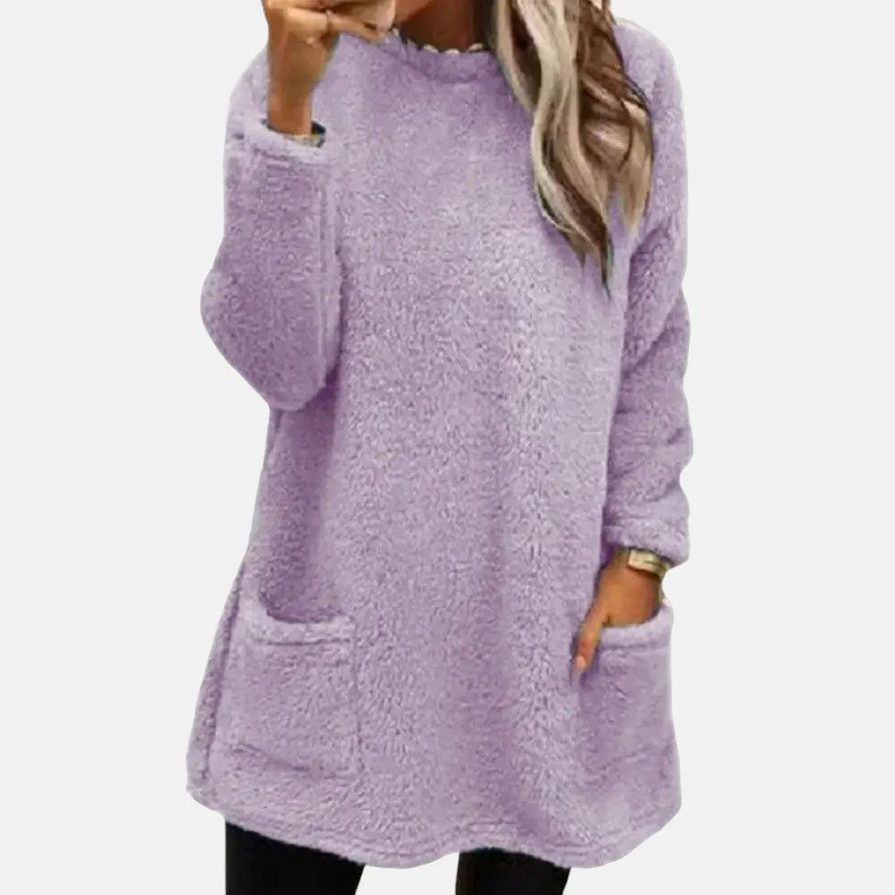 Francine | Women’s Pocket Button Long Sleeve Sweater Dress