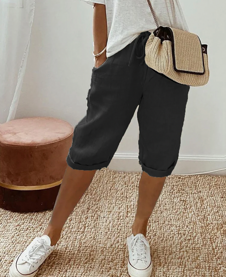 Comfortable womens daily wear shorts with elastic waist and adjustable drawstrings