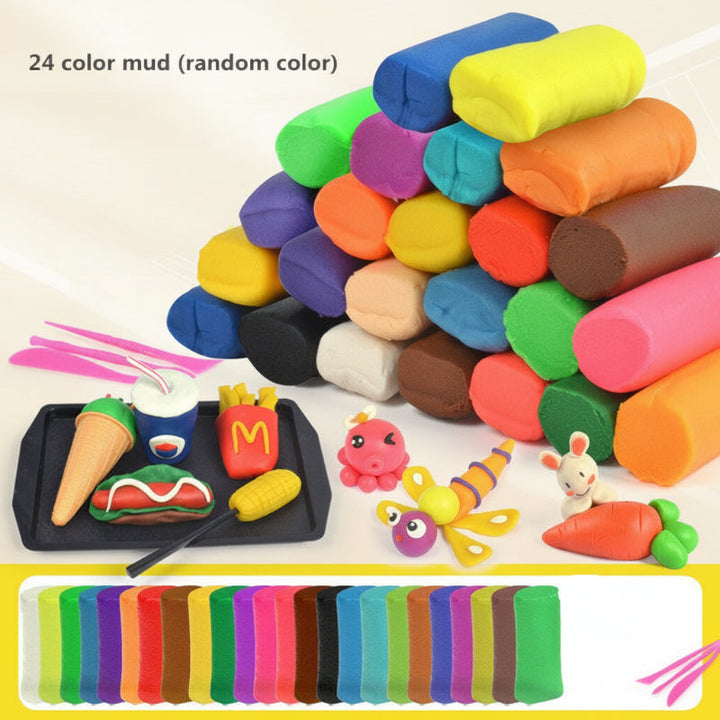 Kids creative clay play set with 24 assorted colors and tools