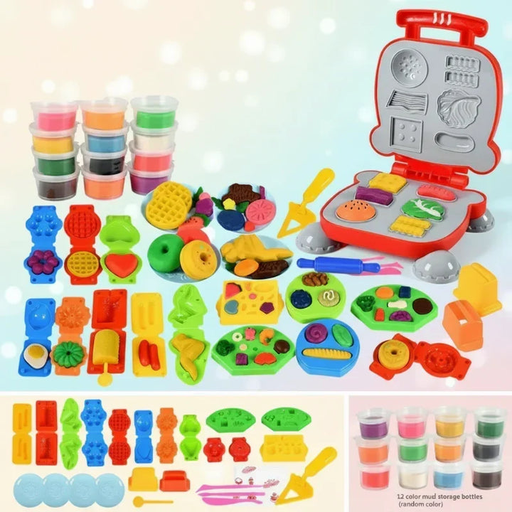 Kids arts and crafts modeling clay kit with assorted colors and cutters