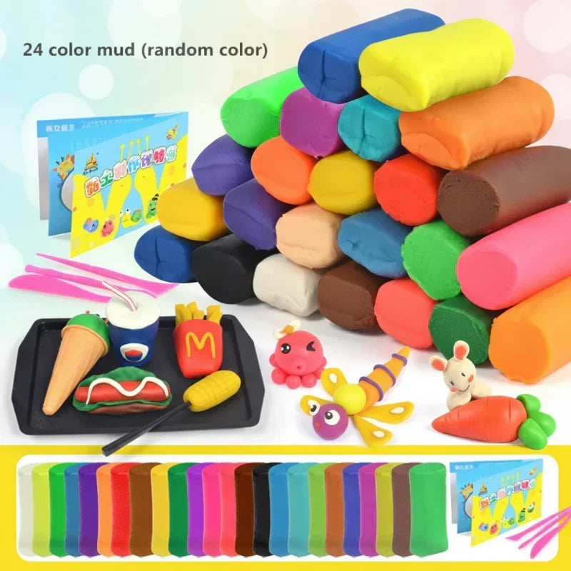 Toy kitchen set combined with creative clay play set for imaginative fun