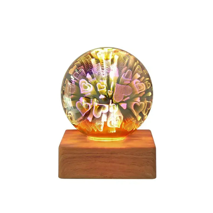 Crystal ball lamp displaying love heart pattern effects