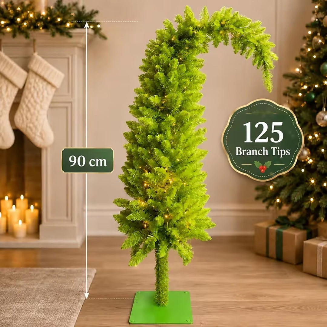 90 cm curved artificial Christmas tree with 125 branch tips and built-in lights