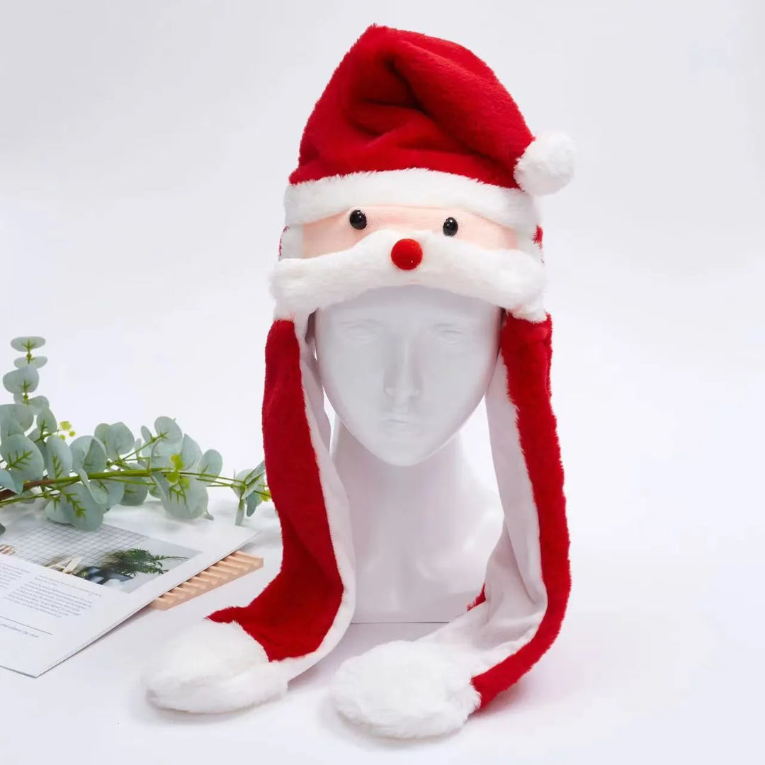 Unisex winter plush hat showing interactive paw detail