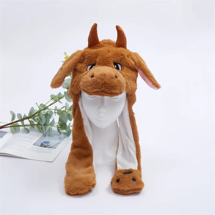Fluffy bunny hat with moving ears ideal for costume parties