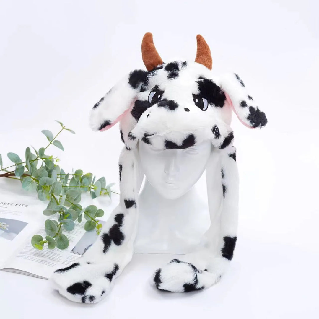 Charming novelty hat featuring soft plush fabric and cute face