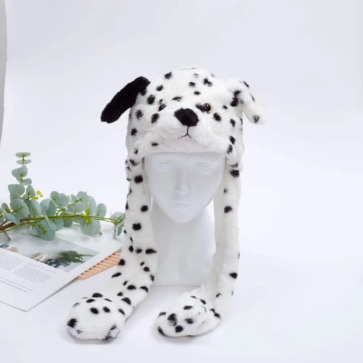 Playful moving ear hat showcased from the side angle