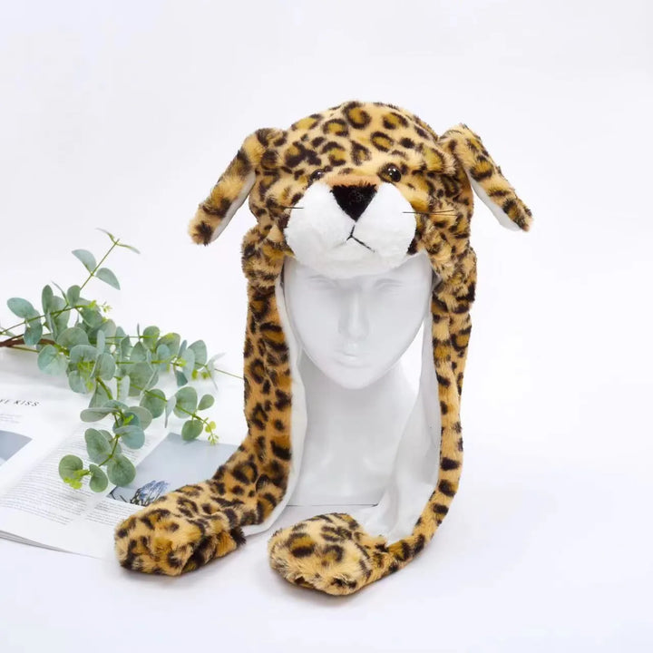 Cute plush cosplay hat designed with interactive features