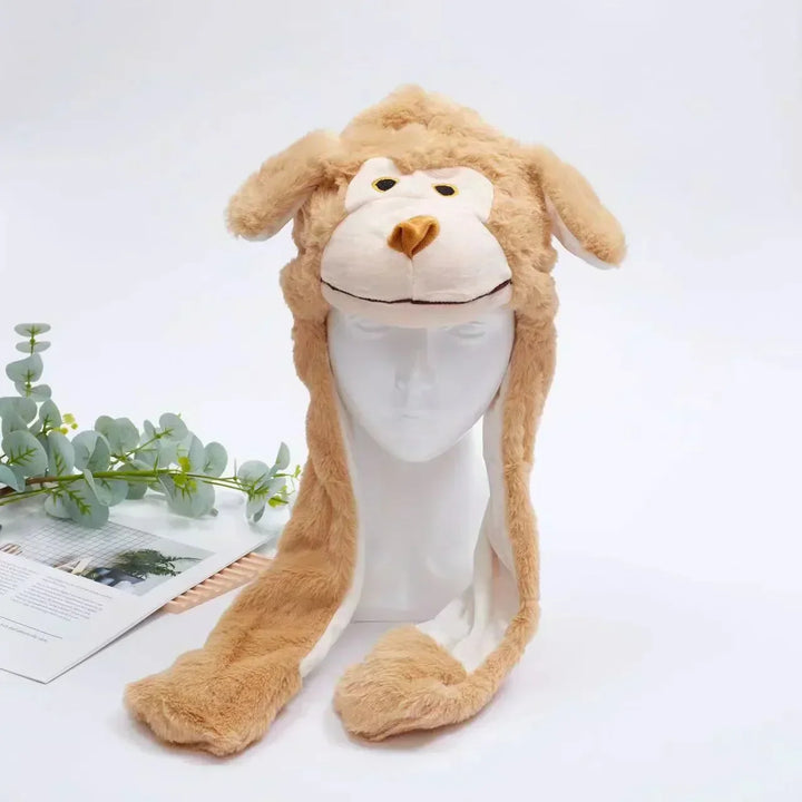Cozy unisex hat with animated animal ears and paws