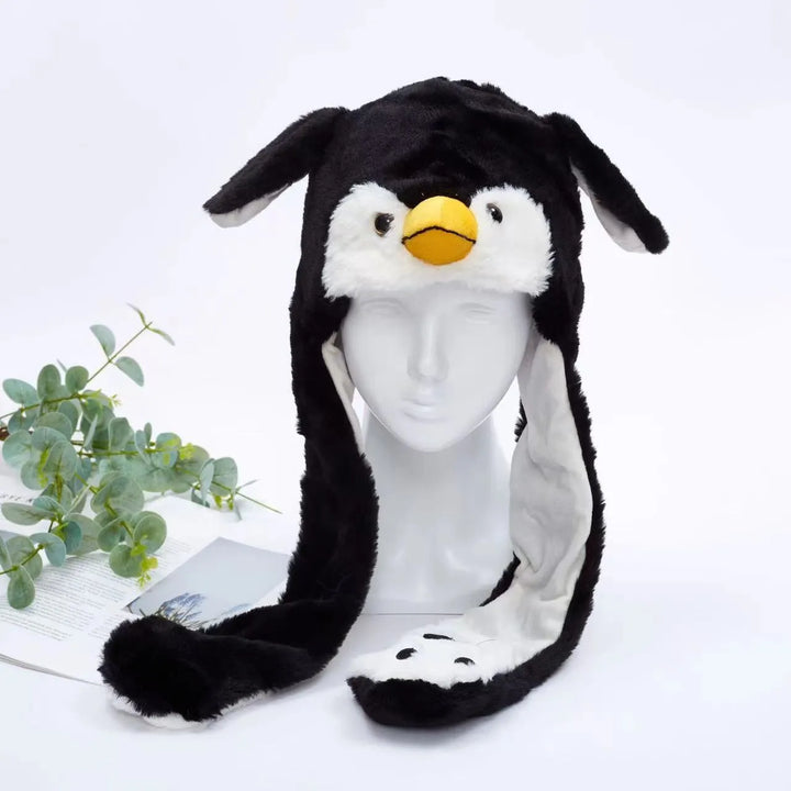 Cute cosplay hat with animated ears in action
