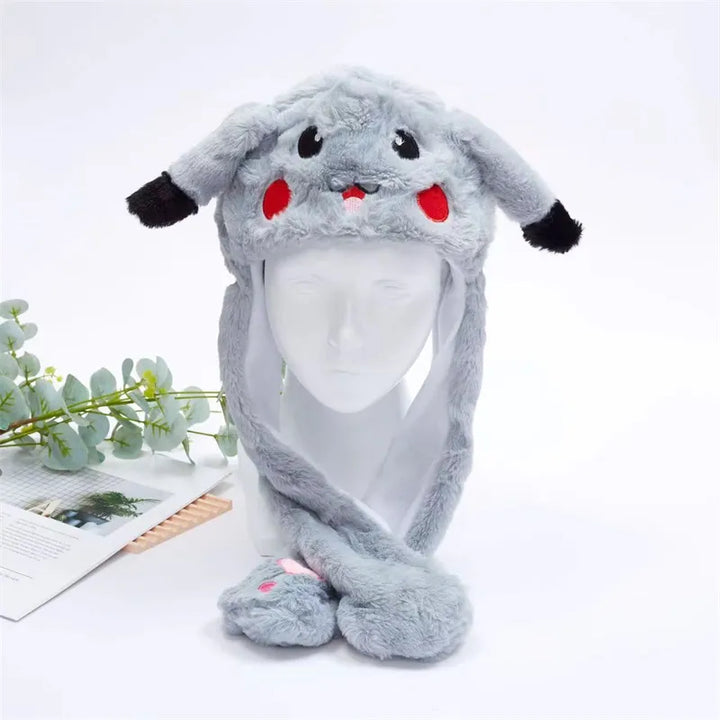 Warm plush novelty hat featuring interactive paws