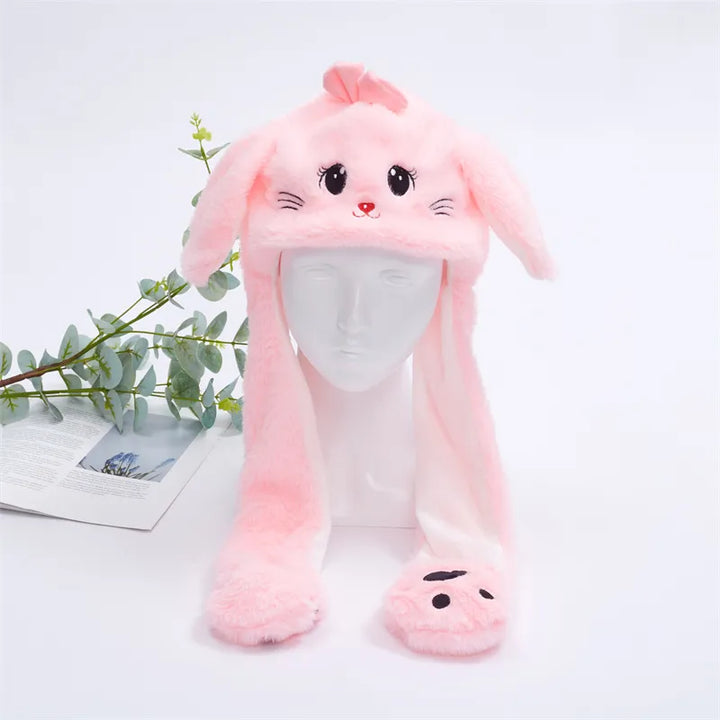 Warm winter novelty hat with playful moving ears for adults and kids