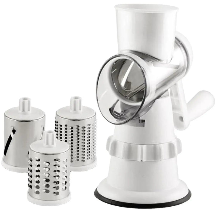 Kitchen vegetable slicer set with safety holder and food container